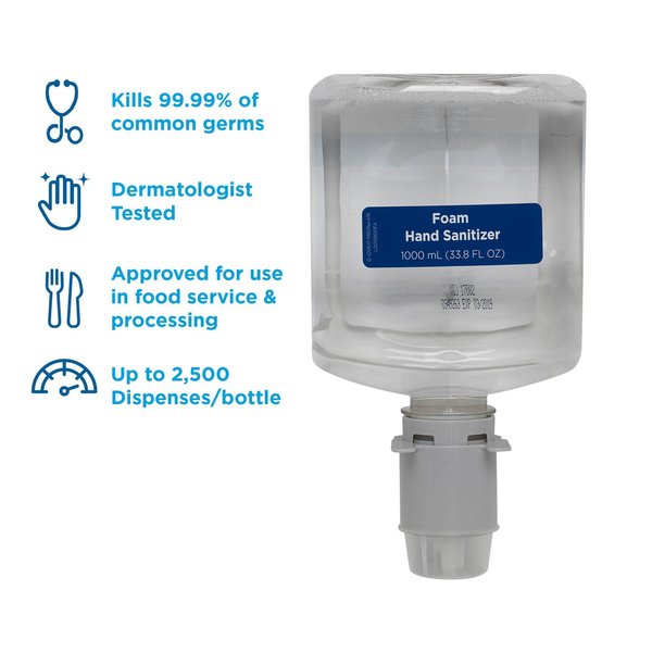 Hand Sanitizer, 1000mL, Foam, Unscented, PK4