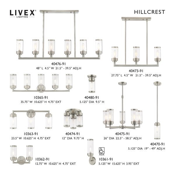 Hillcrest 5 Light Brushed Nickel Bath Va