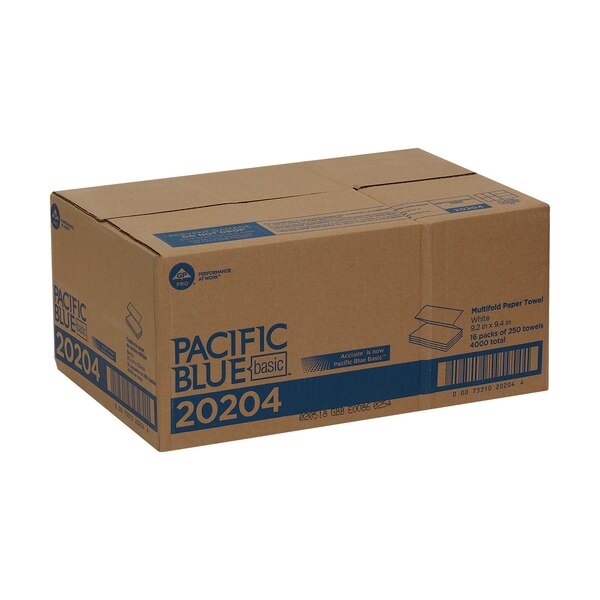 Pacific Blue Basic Multifold Paper Towels, 1, 250, White, 4000 PK