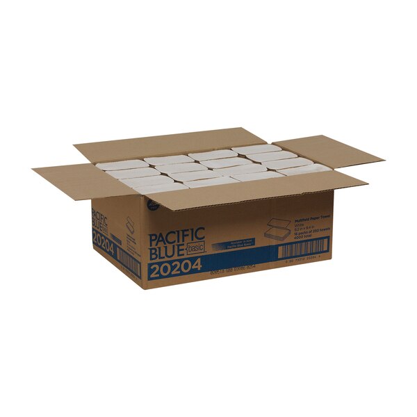 Pacific Blue Basic Multifold Paper Towels, 1, 250, White, 4000 PK