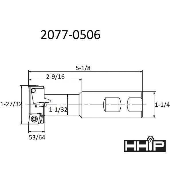 1 X 1-27/32 X 53/64 X 1-1/4 Indexable T-Slot Cutter