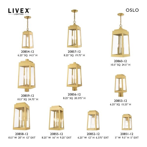 Oslo 3 Light Satin Brass Outdoor Pendant