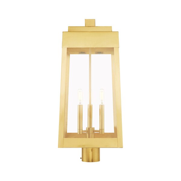 Oslo 3 Light Satin Brass Outdoor Post Top Lantern