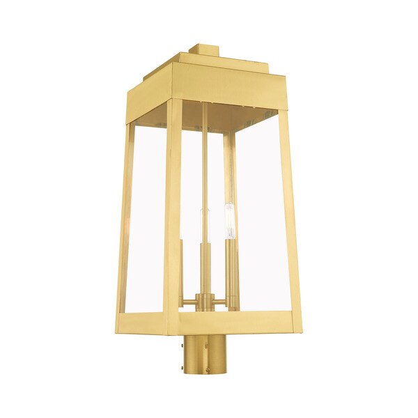 Oslo 3 Light Satin Brass Outdoor Post Top Lantern