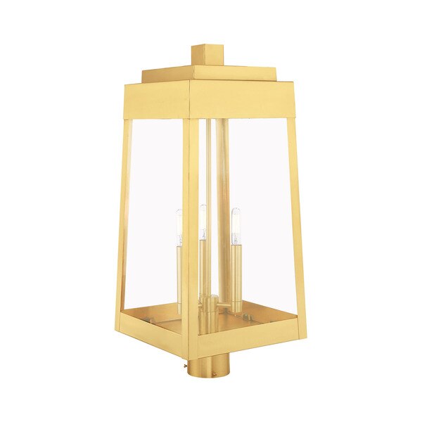 Oslo 3 Light Satin Brass Outdoor Post Top Lantern