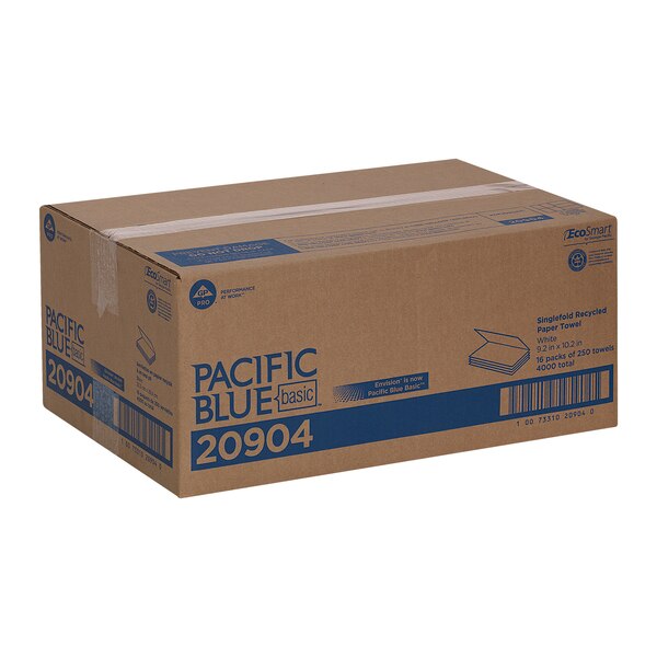 Pacific Blue Basic Single Fold Paper Towels, 1, 250, White, 16 PK
