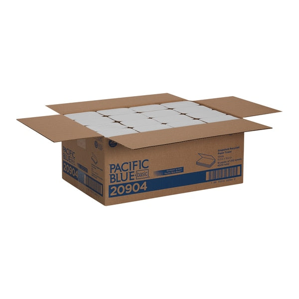 Pacific Blue Basic Single Fold Paper Towels, 1, 250, White, 16 PK