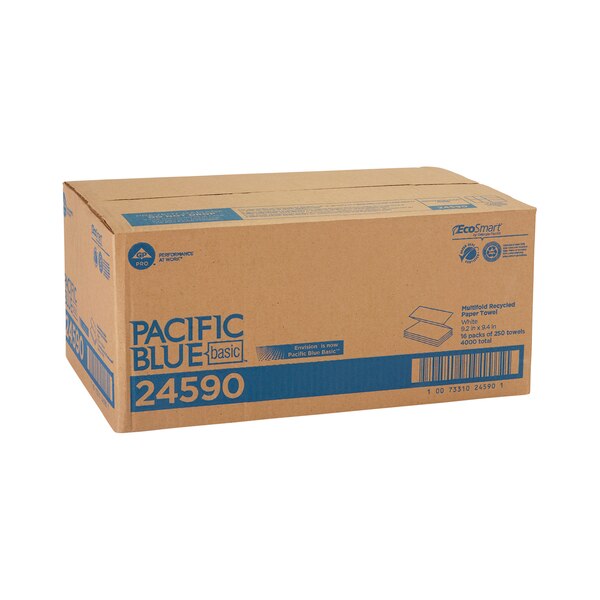 Pacific Blue Basic Multifold Paper Towels, 1, 250, White, 16 PK