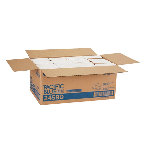 Pacific Blue Basic Multifold Paper Towels, 1, 250, White, 16 PK