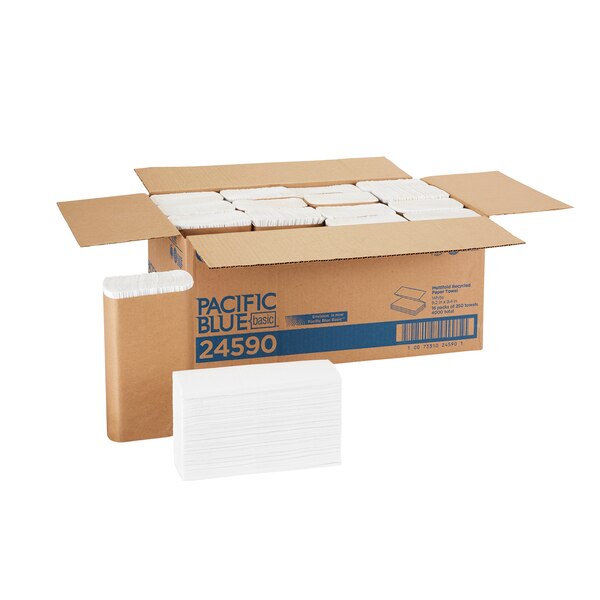 Pacific Blue Basic Multifold Paper Towels, 1, 250, White, 16 PK