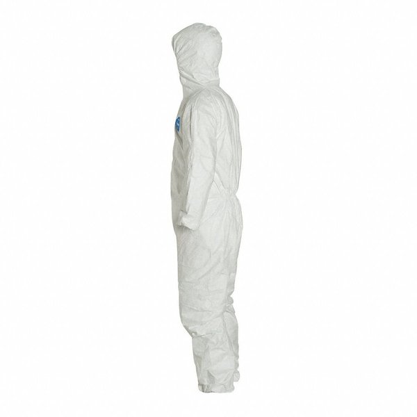 Tyvek 400 Hooded Disposable Coveralls, XL, Zipper, Elastic Wrist, Elastic Ankle, White, 25 Pack
