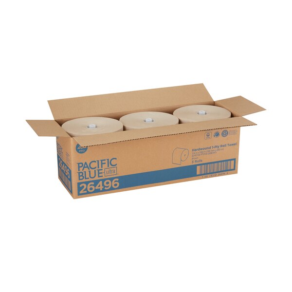 Pacific Blue Ultra Hardwound Paper Towels, 1, 1, 1150 ft, Brown, 3 PK