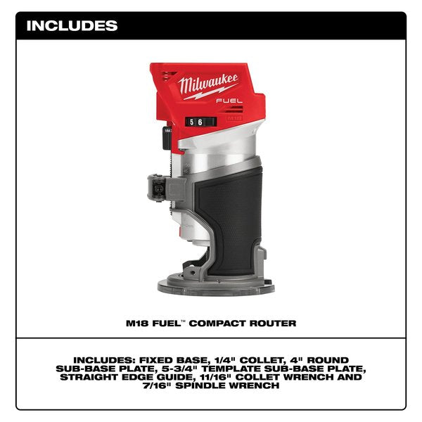 M18 FUEL Compact Router, 18V, Cordless, Tool-Only