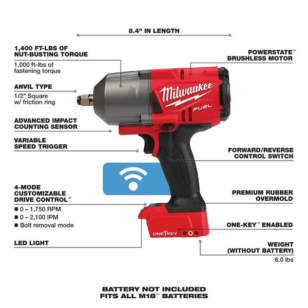 Cordless Impact Wrench, Compact, 18VDC