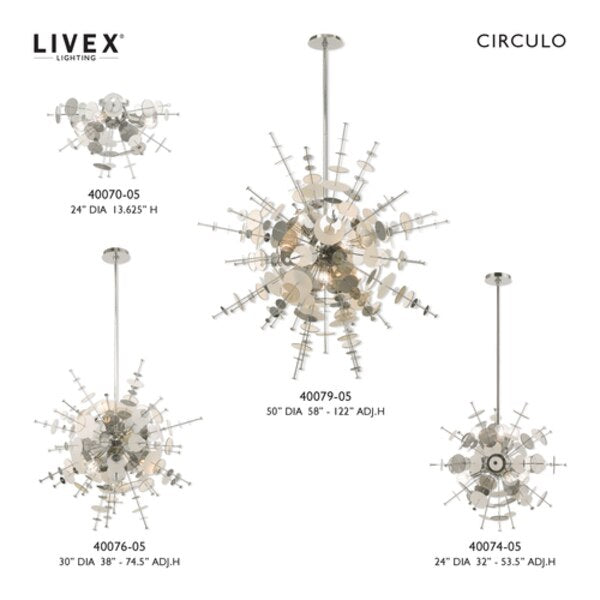 Circulo 6 Light Polished Chrome Pendant Chandelier