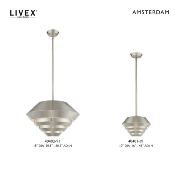 Amsterdam 1 Light Brushed Nickel Mini Pendant