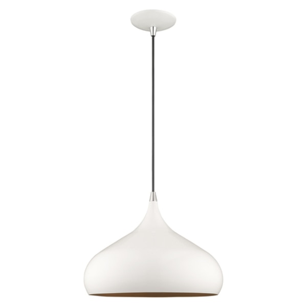 Metal Shade Mini Pendants 1 Light Shiny White Mini Pendant