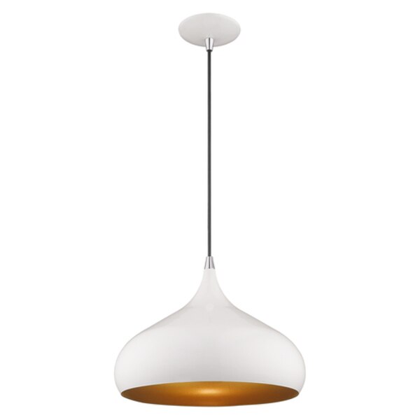 Metal Shade Mini Pendants 1 Light Shiny White Mini Pendant