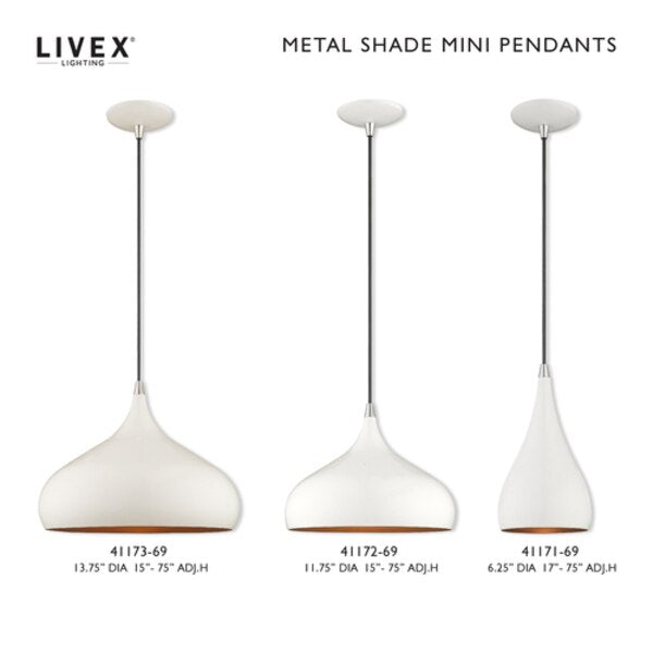 Metal Shade Mini Pendants 1 Light Shiny White Mini Pendant