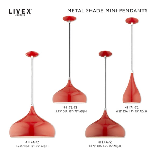 Metal Shade Mini Pendants 1 Light Shiny