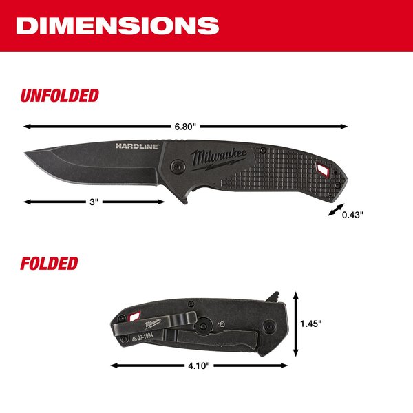 3â HARDLINE Smooth Blade Pocket Knife