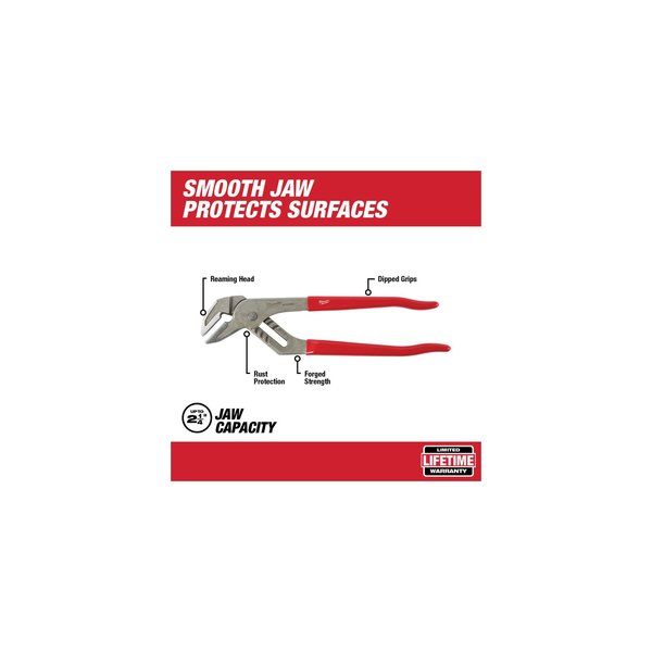 12 in Straight Jaw Tongue and Groove Pliers, Smooth