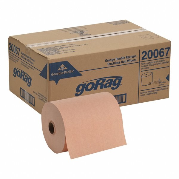 Dry Wipe Roll, Super Heavy Absorbency, 250 ft Continuous Roll, Double Recreped (DRC), Orange, 6 Pack