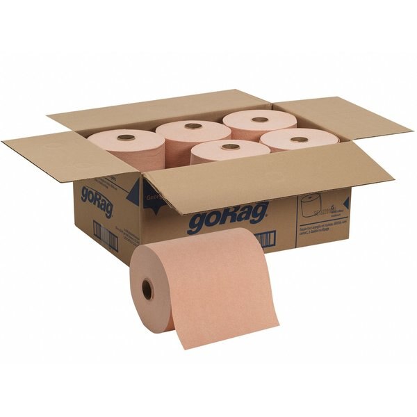 Dry Wipe Roll, Super Heavy Absorbency, 250 ft Continuous Roll, Double Recreped (DRC), Orange, 6 Pack
