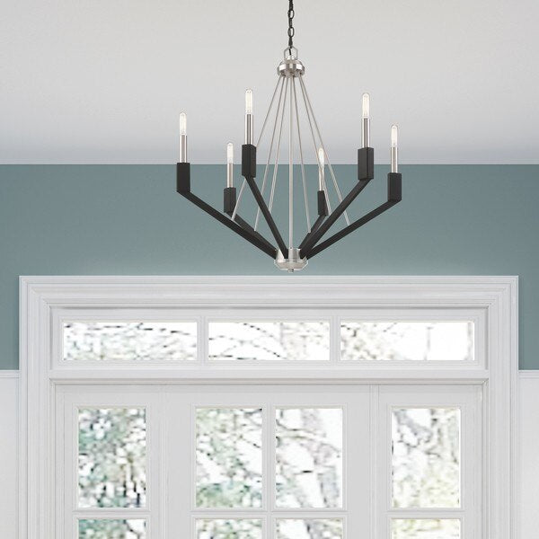 Beckett 6 Light Brushed Nickel And Black
