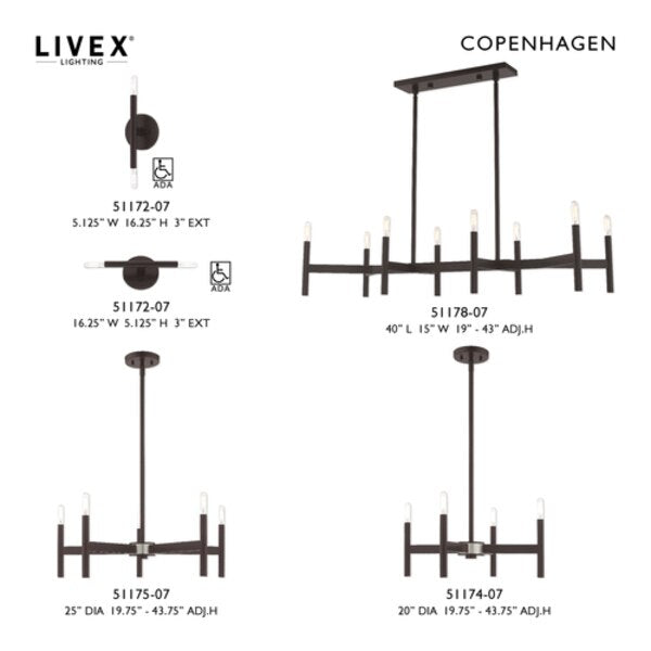 Copenhagen 5 Light Bronze Chandelier