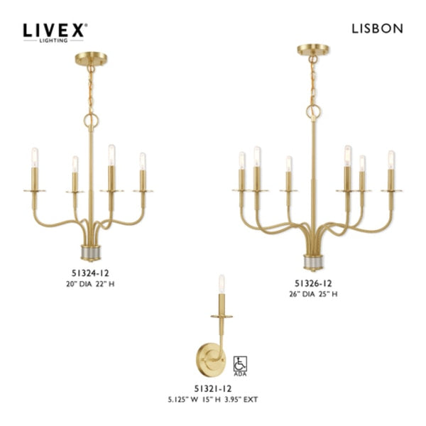 Lisbon 4 Light Satin Brass Mini Chandeli