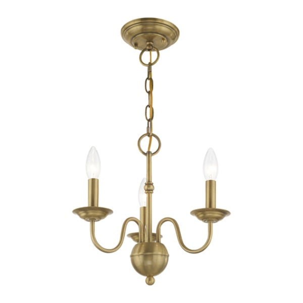 Windsor 3 Light Antique Brass Mini Chandelier