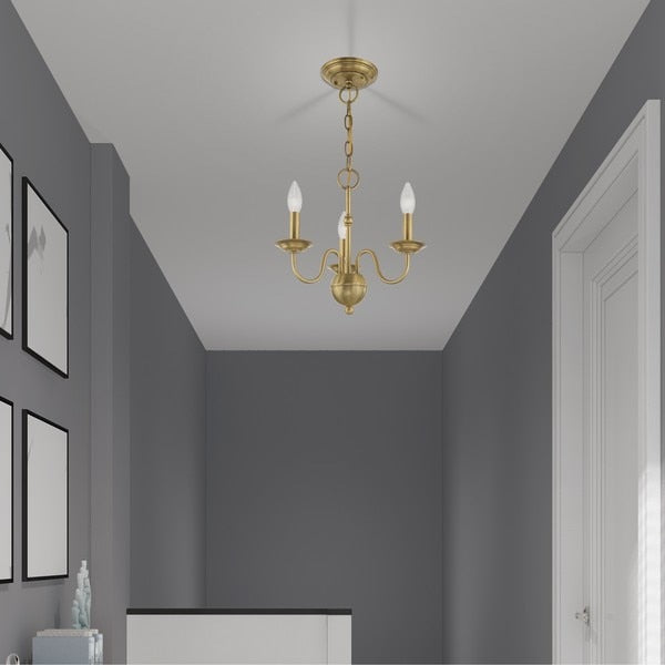 Windsor 3 Light Antique Brass Mini Chandelier