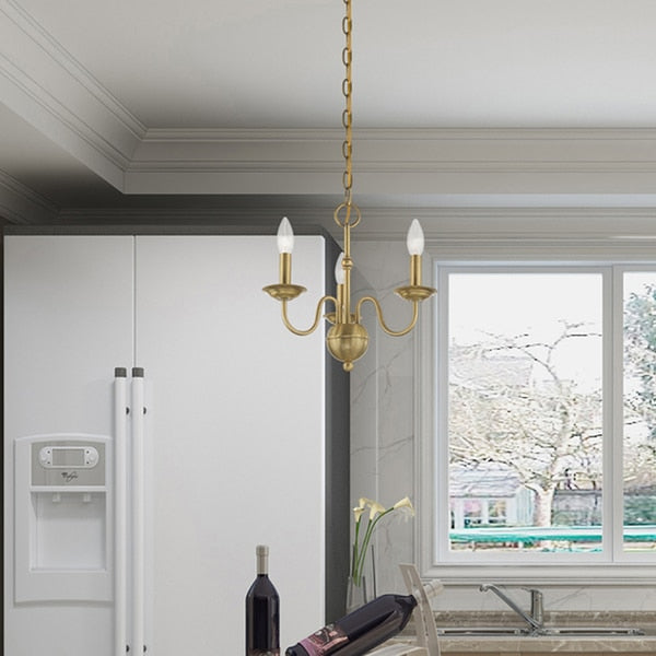 Windsor 3 Light Antique Brass Mini Chandelier
