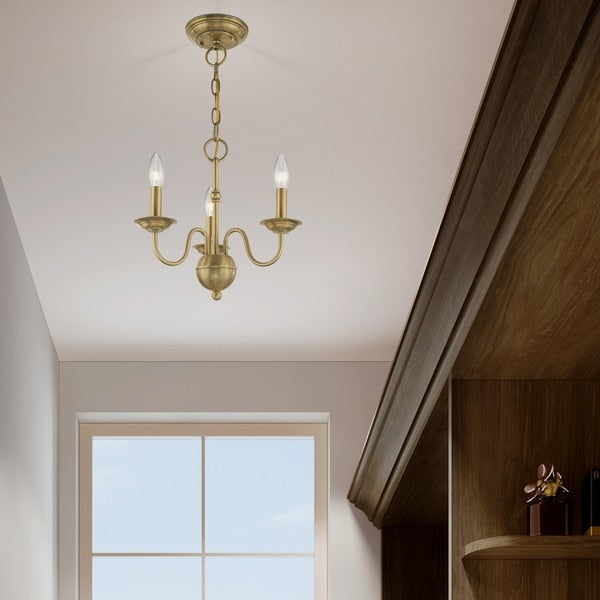 Windsor 3 Light Antique Brass Mini Chandelier