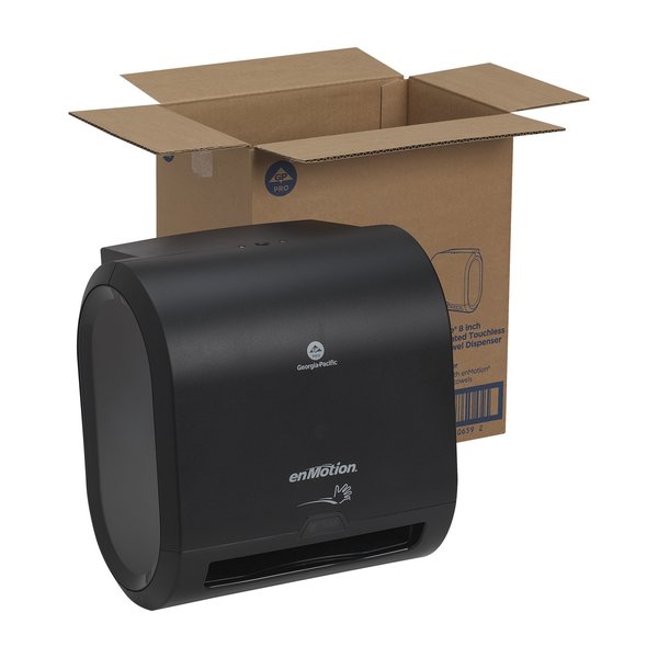 enMotion 8 in Automated Touchless Paper Towel Dispenser, Motion Activated, Wall Mount, Black