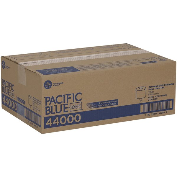 Pacific Blue Select Center Pull Paper Towels, 2, 520, 520 ft, White, 6 PK