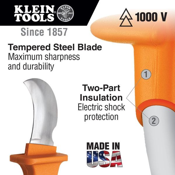 Skinning Knife, High-Dielectric Plastic, 8 3/4 in L.