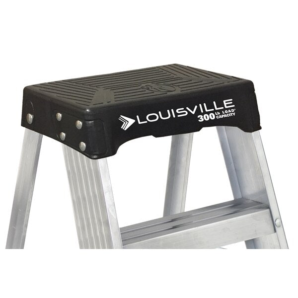 2 Steps, Aluminum Step Stool, 300 lb. Load Capacity, Black/Silver