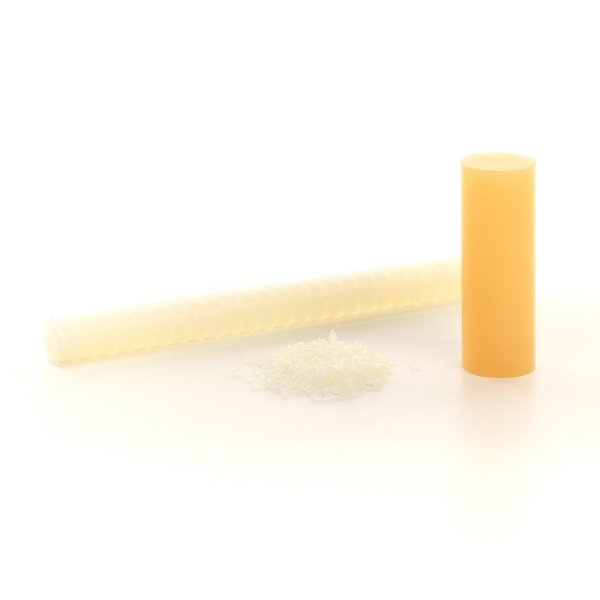 Hot Melt Adhesive, Light Amber, 1 in Diameter, 3 in Length, 25 sec Begins to Harden