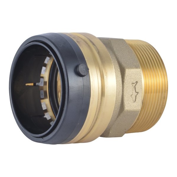 DZR Brass Male Connector, 2 in Tube Size