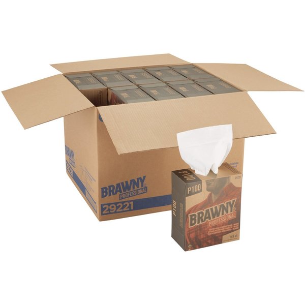 Dry Wipe, White, Dispenser Box, Paper, 148 Wipes, 8 in x 12 1/2 in