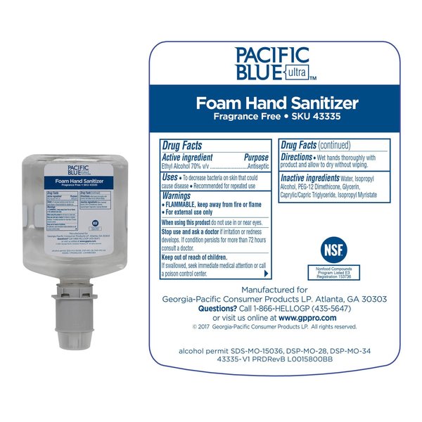 Hand Sanitizer, 1000mL, Foam, Unscented, PK4