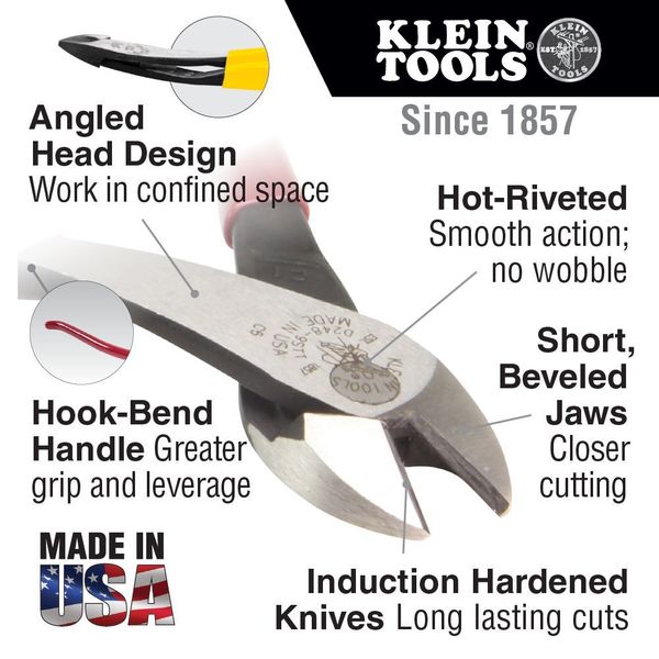 9 1/4 in High Leverage Diagonal Cutting Plier Standard Cut Oval Nose Uninsulated