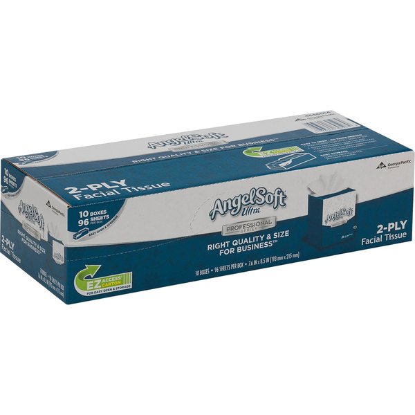 Angel Soft Ultra Professional Series 2 Ply Facial Tissue, 96 Sheets, PK 10