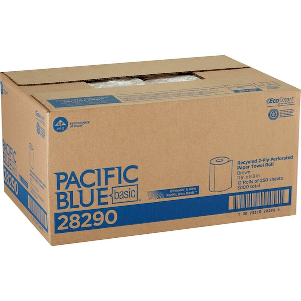 Pacific Blue Select Perforated Roll Paper Towels, 2, 250, 230 ft, Brown, 12 PK