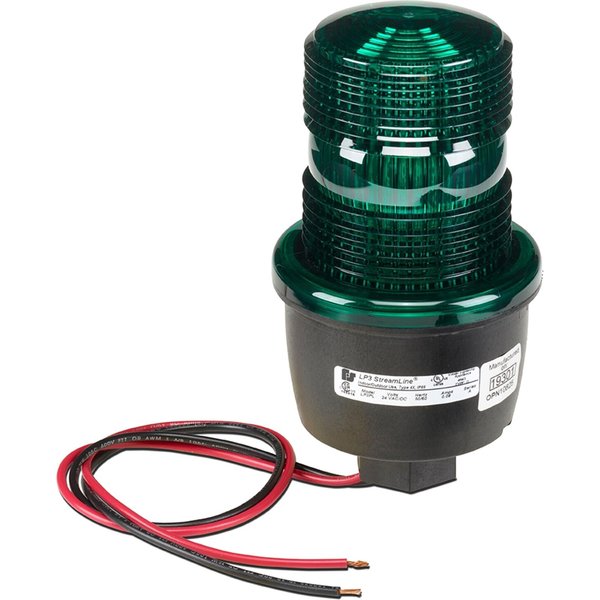 Low Profile Warning Light, LED, Green, 120V