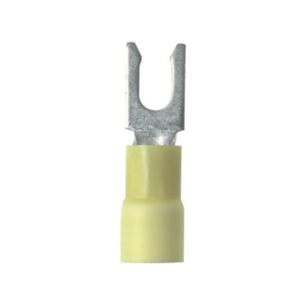 12-10 AWG Vinyl Locking Fork Terminal #10 Stud PK50, Max. Voltage: 600V