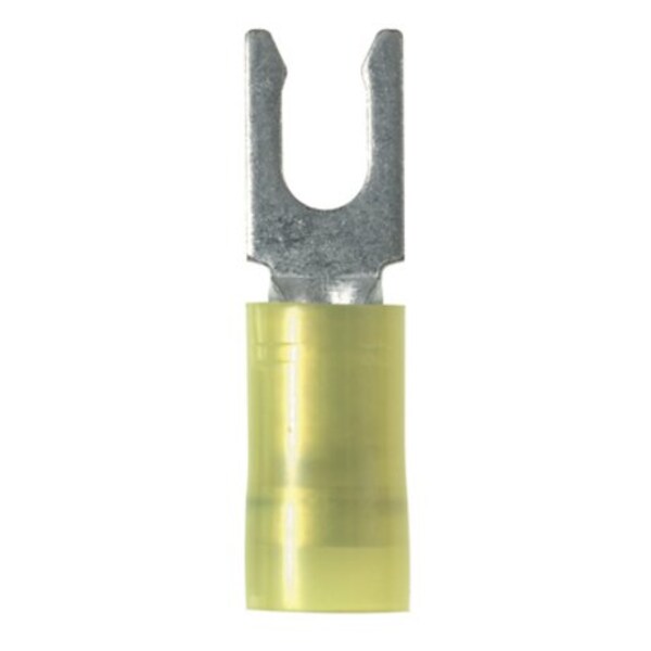 12-10 AWG Nylon Locking Fork Terminal #10 Stud PK50, Seam: Grip Sleeved