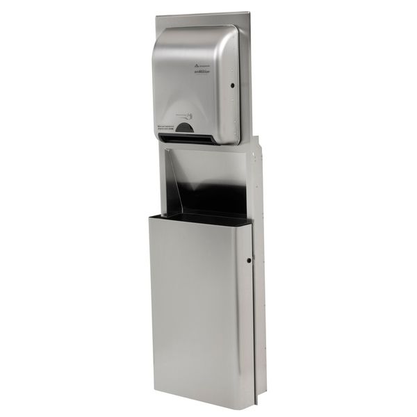 10 gal Rectangular Trash Can, Silver, 17 1/4 in Dia, Stainless Steel